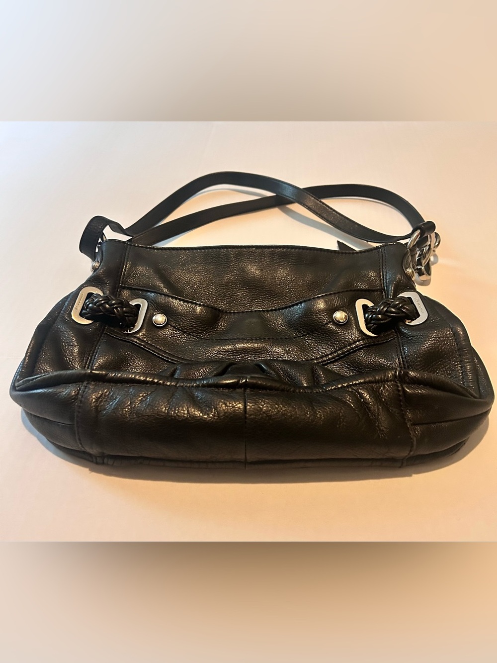 B. Makowsky, Y2K, Slouchy, Pebbled Black Leather, Shoulder Bag
